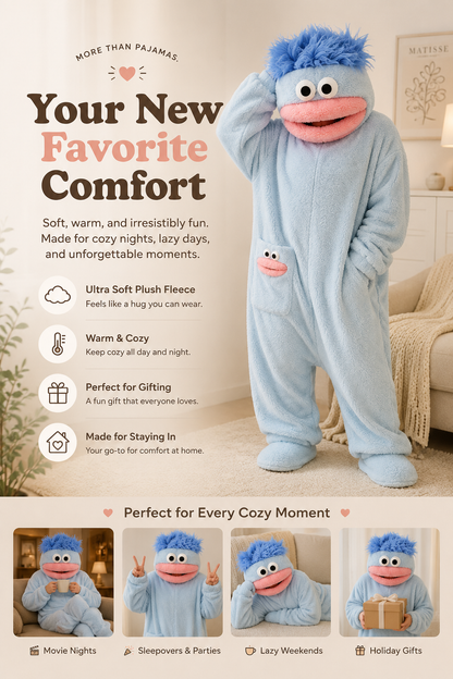 Cozy Monster Plush Onesie – Soft Hooded Fleece Jumpsuit
