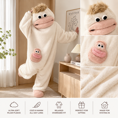Cozy Monster Plush Onesie – Soft Hooded Fleece Jumpsuit