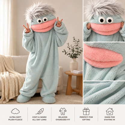 Cozy Monster Plush Onesie – Soft Hooded Fleece Jumpsuit